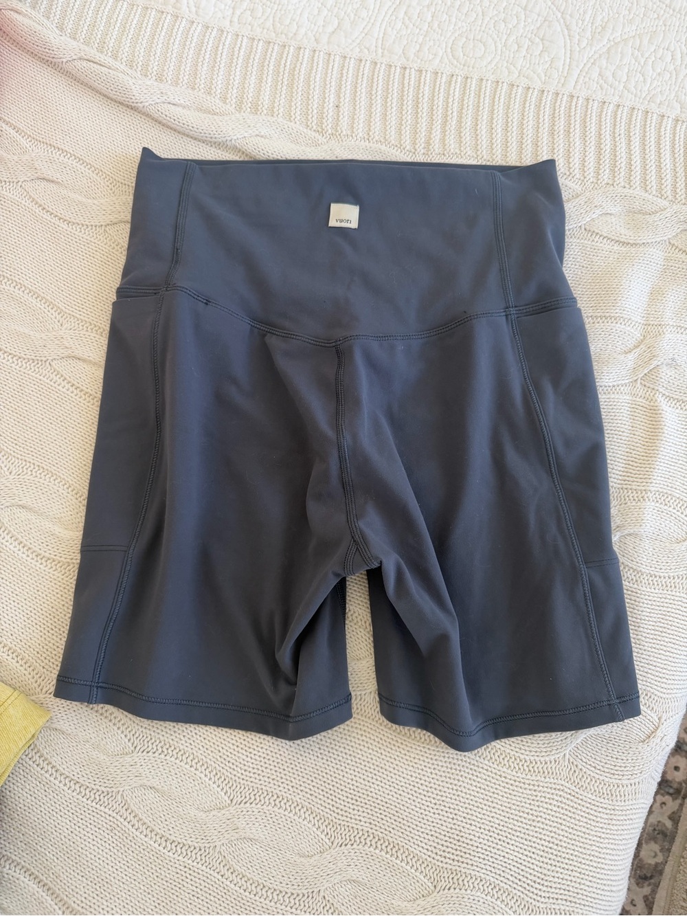 Vuori Slate Gray High-Waist Bike Shorts